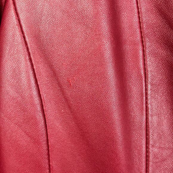 Siena Vintage 90's Red Leather Blazer Button Front Collared Lined Jacket Retro 4 - Picture 14 of 16